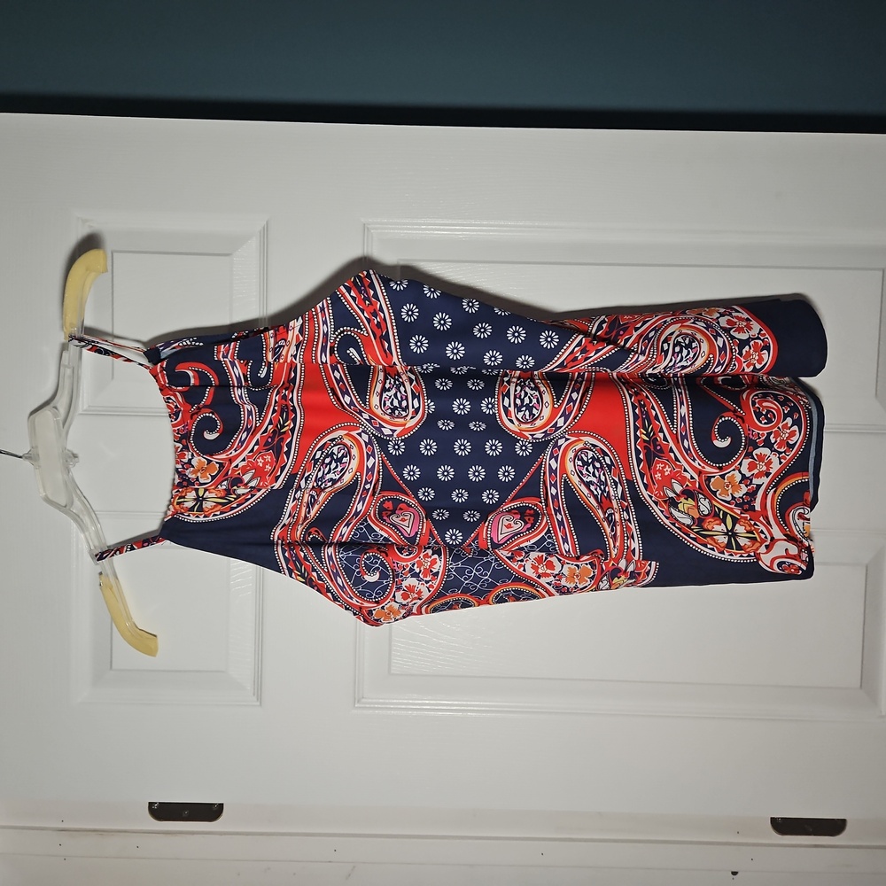 Hankerchief Strapy Tank - Orange/Blue/White - Size XL